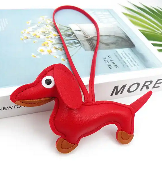 Dachshund Leather Keychain