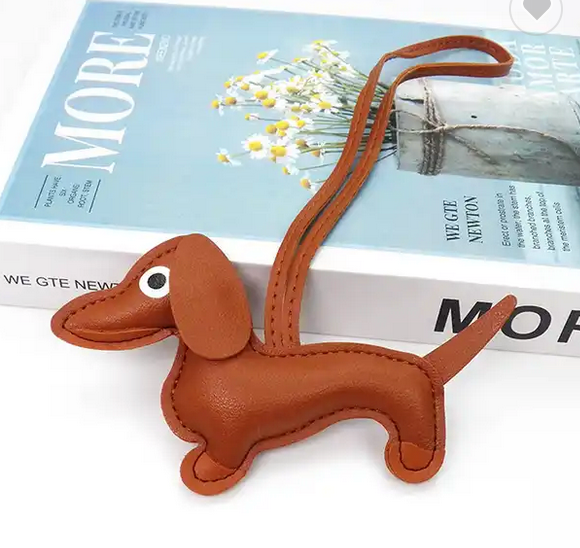 Dachshund Leather Keychain