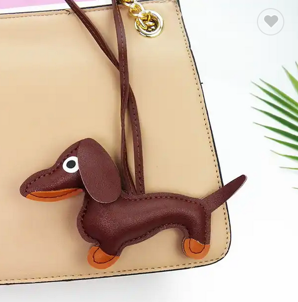 Dachshund Leather Keychain