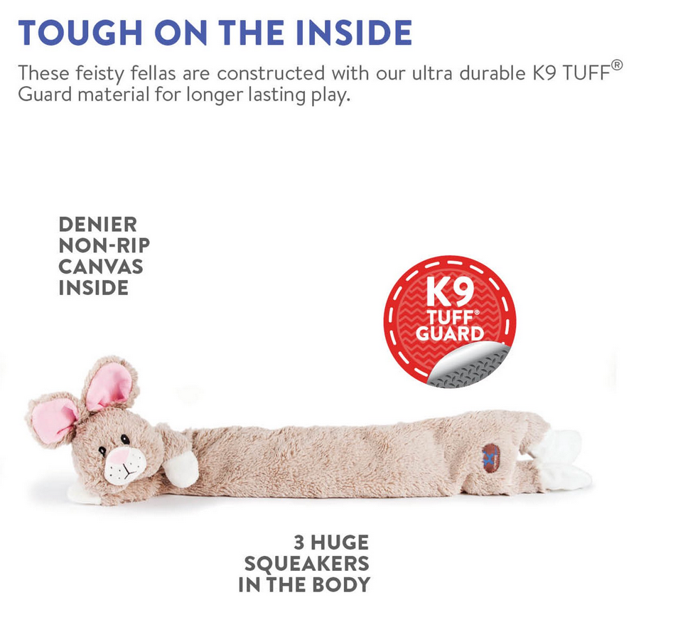 Longidudes Rabbit Plush & Squeaky Dog Tug Toy