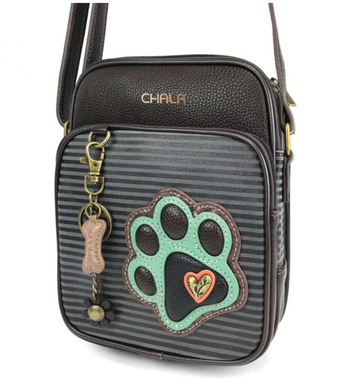 Chala Teal Paw Print - Organizer Crossbody