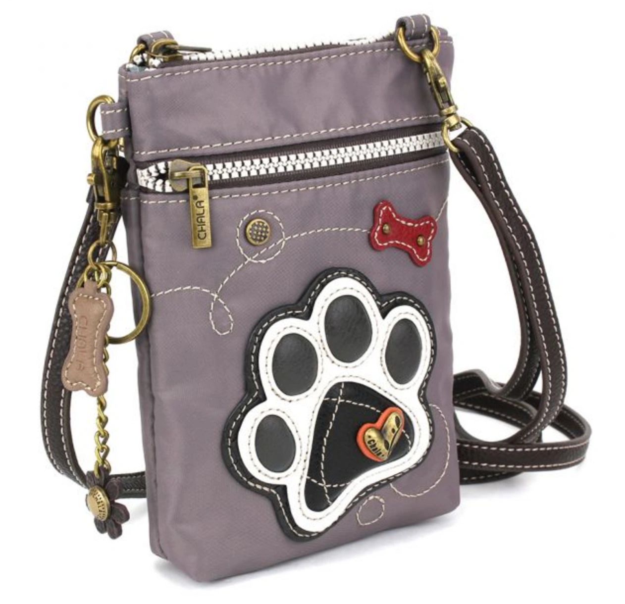 Chala Cell Phone XBody Bag - Grey Paw Print